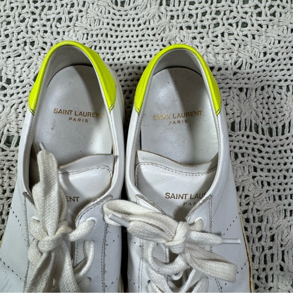 Saint Laurent Court Classic Leather Sneakers Size 38 1/2 - Picture 9 of 9